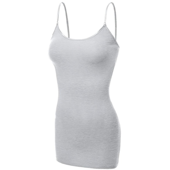 Tops - Camisole Tank Top Women's Plus Size Long H Gray